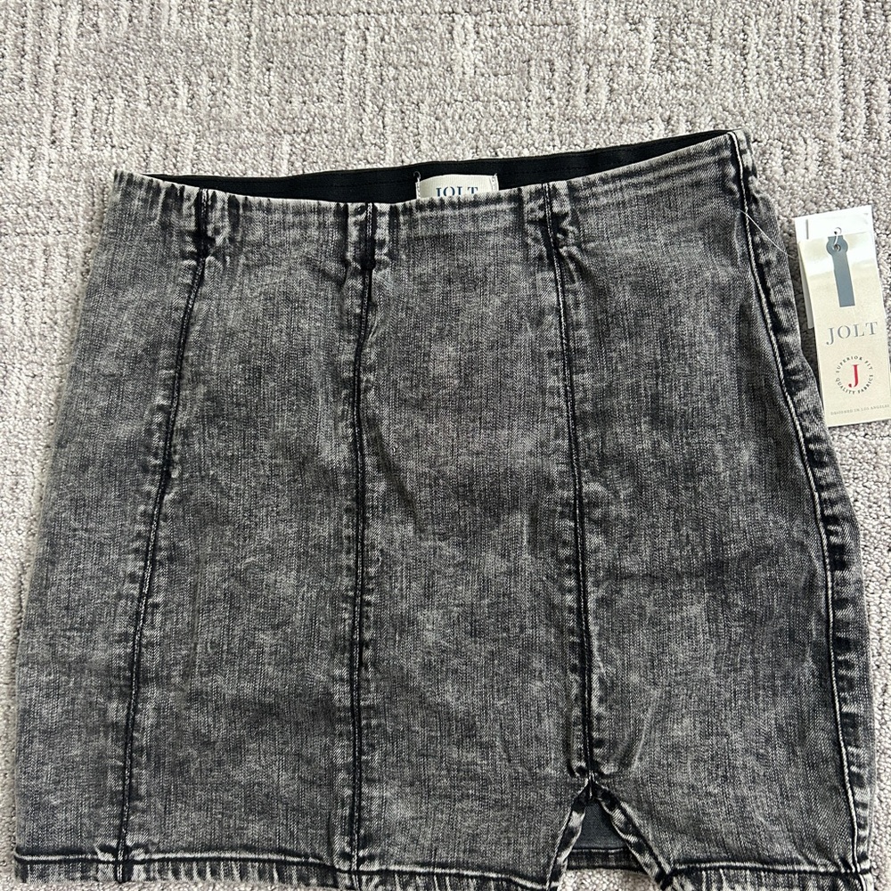 Jolt Gray Mini Jean Skirt